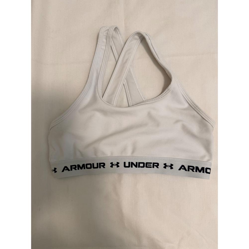 Under Armour White Strappy Criss Cross Back Sports Bra Size YLG YL